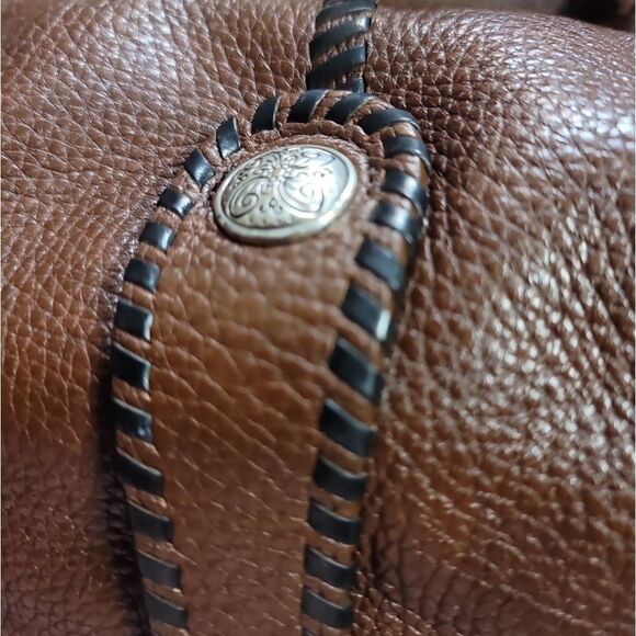 Brighton MESA Hand-Stitched Western style   Leather Silver Studded Shoulder Bag - Picture 5 of 12